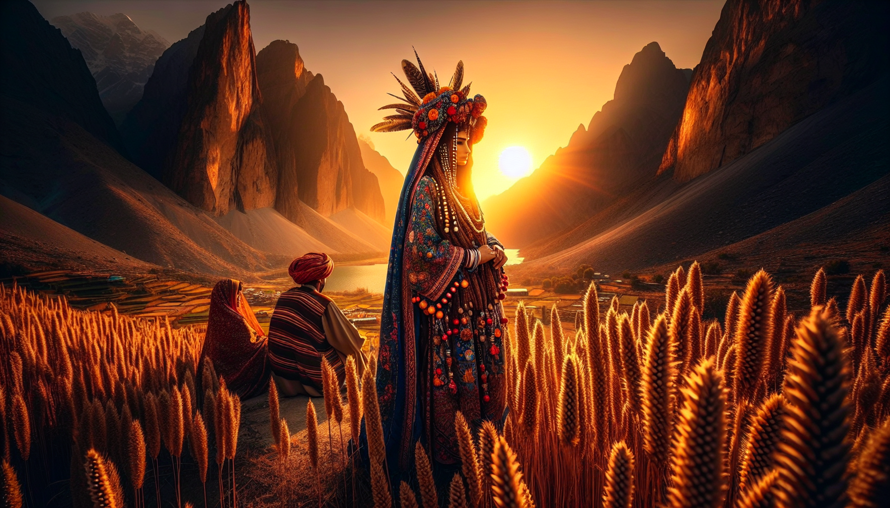 Master travel photography techniques in Pakistan by capturing the vibrant culture of a bustling marketplace with South Asian individuals in traditional garb, set against the scenic beauty of mountain landscapes and serene valleys, all bathed in the golden-hour sun, as a discreet photographer seeks the perfect shot.