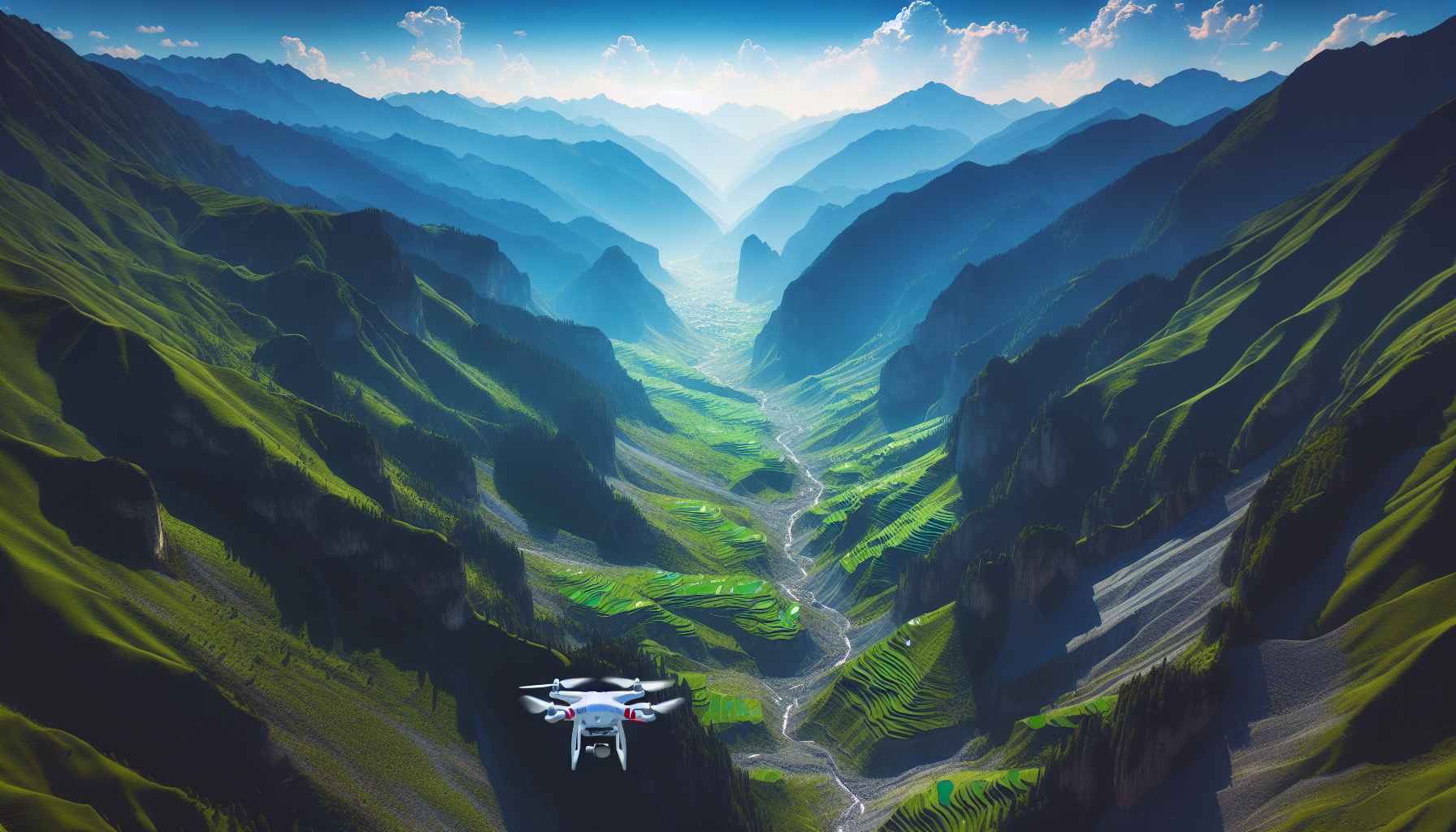 The Ultimate Guide to Drone Photography in Pakistan: Stunning Landscapes & Unique Perspectives Drone photography in Pakistan captures breathtaking aerial views with a stunning mountainscape, lush green valleys, and a high-flying unmanned drone set against an azure sky.