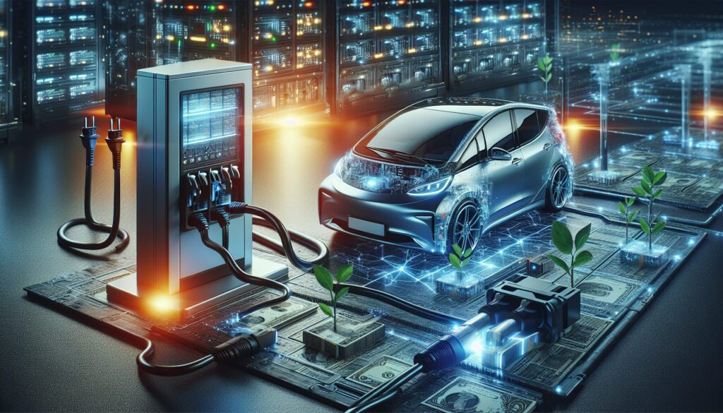 Electric car connected to a power grid illustrating V2G technology with a focus on inadequate grid compatibility.