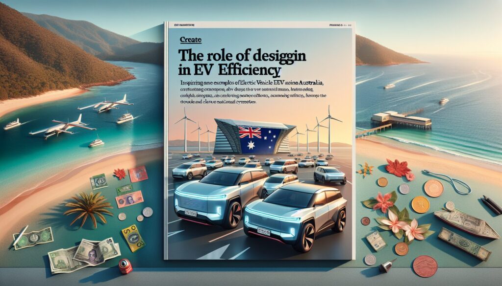 Sleek electric vehicle design with advanced aerodynamics, captured in vibrant Australian landscape with dynamic lighting.