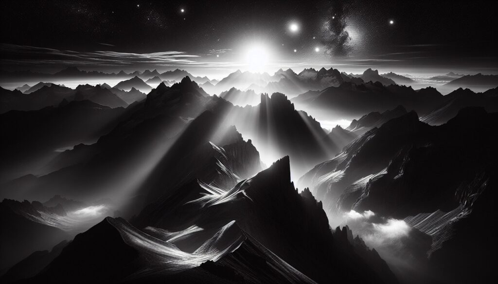 Chiaroscuro lighting enhances architectural shadows and highlights, showcasing stunning black and white photography techniques.