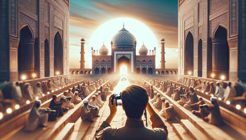 In "The Complete A-Z Guide to Capturing Pakistan's Cultural Heritage Through Photography," a respectful South Asian photographer is thoughtfully capturing the essence of historic monuments, embodying mindfulness and cultural appreciation.