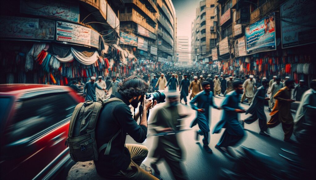 The Complete A-Z Guide to Photography Genres in Pakistan Street photographer in Pakistan's bustling urban environment captures the dynamic essence of street photography, embodying the spirit of 'The Complete A-Z Guide to Photography Genres in Pakistan'.