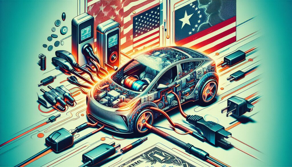 Artistic depiction of electric car battery swapping technology with abstract elements and dynamic lighting.
