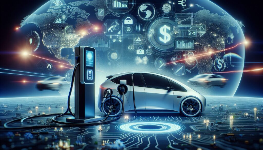 Top 5 Wireless Charging Stations for Canadian EV Owners A sleek wireless charging station for electric vehicles with futuristic design and eco-friendly elements, bathed in soft ambient light.